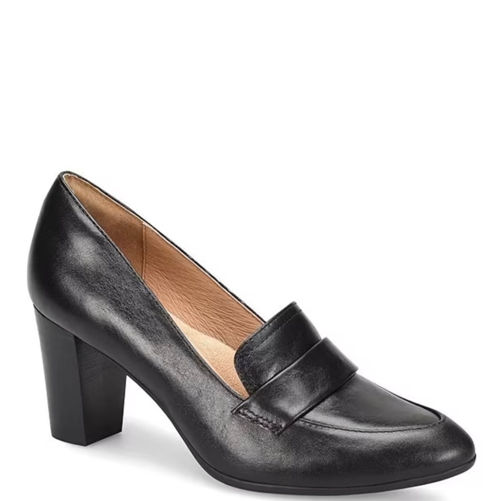 Sofft Parkdale Block Heel Leather Loafer Pumps, size 9